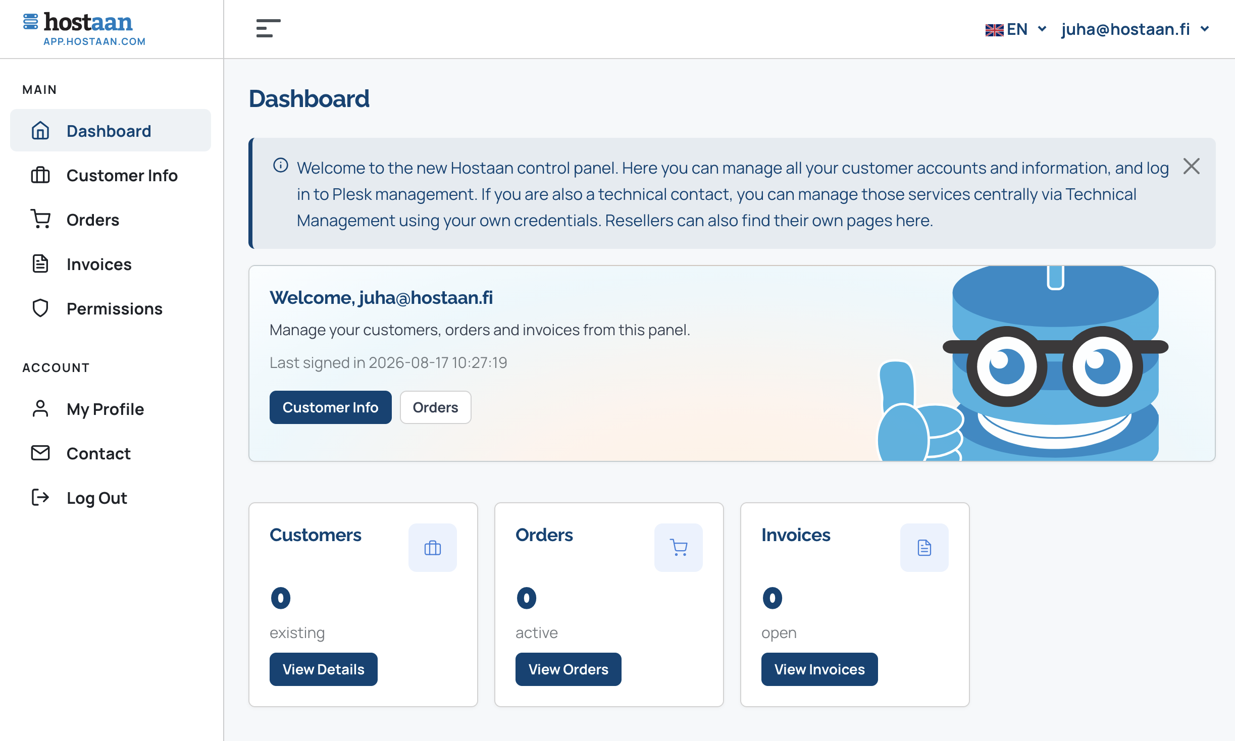 Centralized login and user permissions