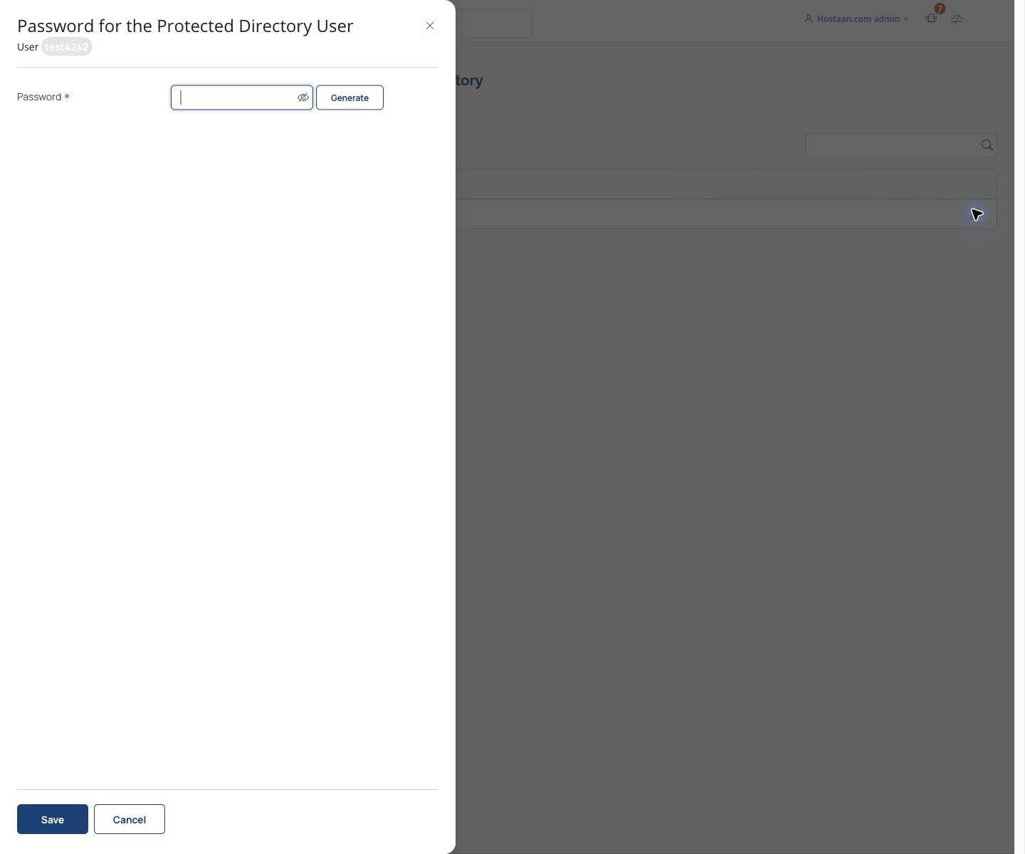 Enter the protected-directory password and save