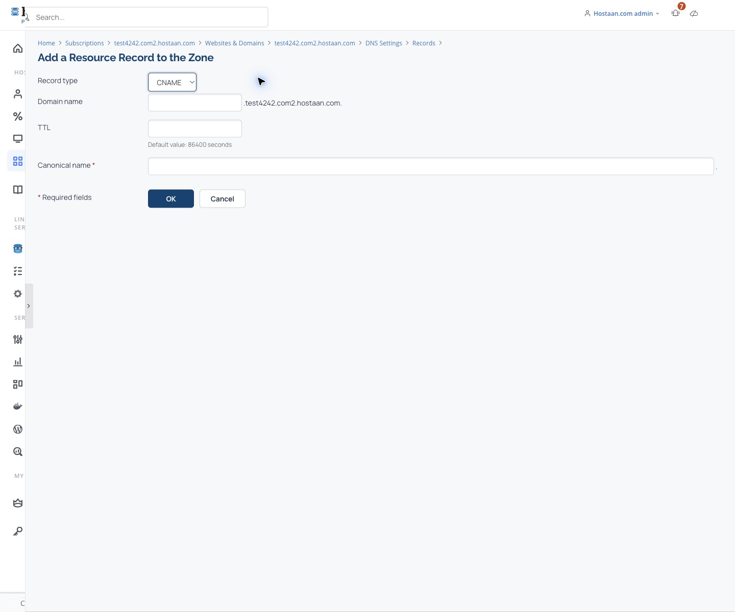 CNAME record type, subdomain and canonical name